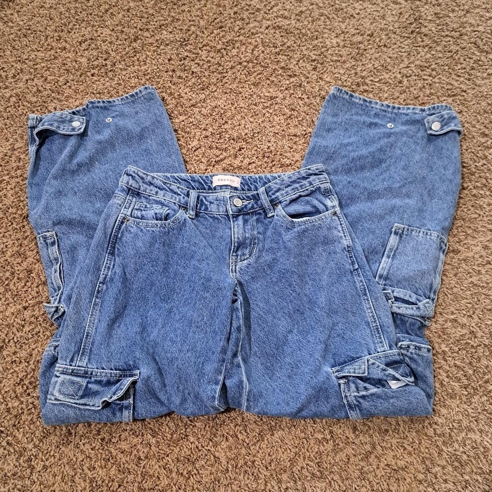 PacSun blue cargo jeans Low-rise Baggy‎ Jeans size 23 Women's Blue jeans